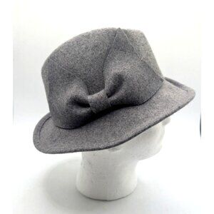 Nine West Womens Gray Wool Fedora Hat With Bow Accent o/s